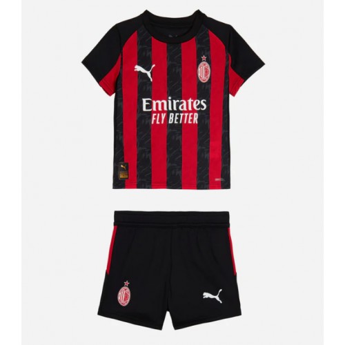 Stroje piłkarskie AC Milan Koszulka Podstawowej dla dzieci 2025-26 Krótki Rękaw (+ szorty)